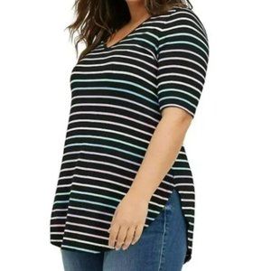 Torrid Favorite Tunic Super Soft V-Neck Tunic Tee Pastel Rainbow Stripes Size 2X